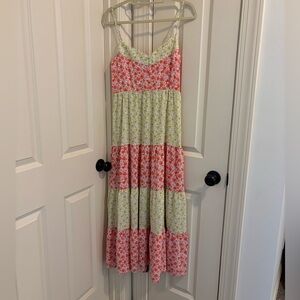 Sadie & Sage NWOT-Tiered Midi Spaghetti Strap Summer Dress Size M - Multi color